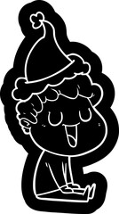 laughing cartoon icon of a man wearing santa hat