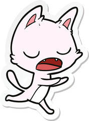 sticker of a talking cat cartoon