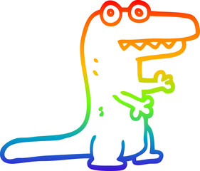 rainbow gradient line drawing cartoon crocodile