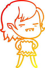 warm gradient line drawing cartoon undead vampire girl