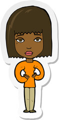 sticker of a cartoon woman indicating self
