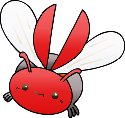 quirky gradient shaded cartoon flying beetle