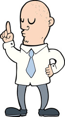 cartoon bald man with idea