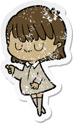 distressed sticker of a cartoon woman