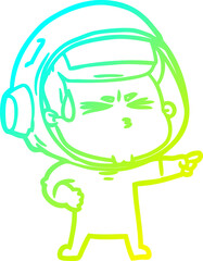 cold gradient line drawing cartoon stressed astronaut