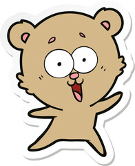 sticker of a laughing teddy  bear cartoon
