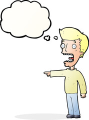 cartoon terrified man with thought bubble