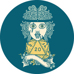 human barbarian with natural twenty dice roll illustration