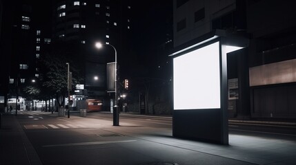 Vertical Blank White Screen Advertising at Bus Station - Generativ AI