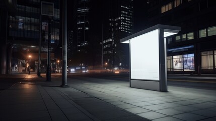 Blank White Screen Advertising at Bus Station - Generativ AI