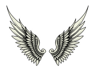 Tribal angel wings tattoo illustration