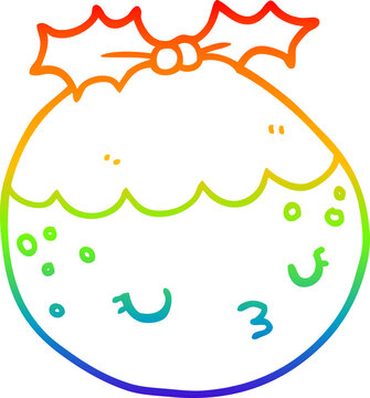 recommend clip art: rainbow gradient line drawing cute cartoon christmas pudding