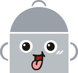 flat color retro cartoon cooking pot