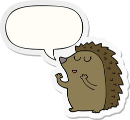 cartoon hedgehog and speech bubble sticker