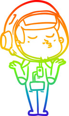 rainbow gradient line drawing cartoon confident astronaut