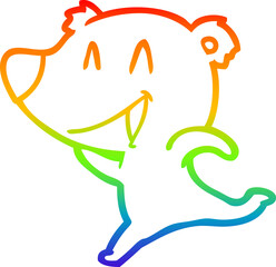 rainbow gradient line drawing laughing bear cartoon