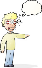 cartoon man with popping out eyes with thought bubble