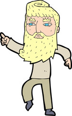 cartoon bearded man pointing the way