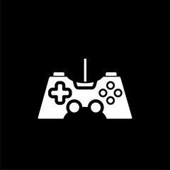 Joystick videogame controller line icon isolated on black background  