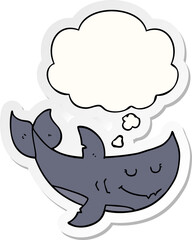 cartoon shark and thought bubble as a printed sticker
