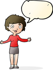 cartoon confused woman with speech bubble