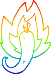 rainbow gradient line drawing cartoon red hot chili