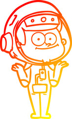 warm gradient line drawing happy astronaut cartoon