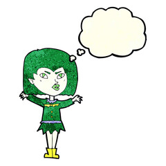 Obraz na płótnie Canvas cartoon vampire girl with thought bubble