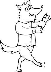 black and white cartoon werewolf