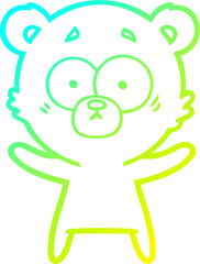 cold gradient line drawing surprised bear cartoon