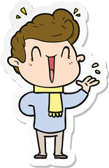 sticker of a cartoon excited man