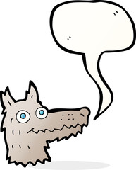 cartoon wolf head with speech bubble