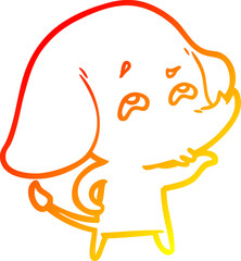 warm gradient line drawing cartoon elephant remembering