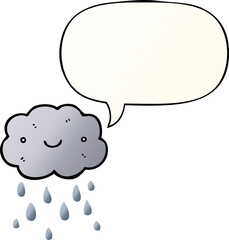 cute cartoon cloud and speech bubble in smooth gradient style