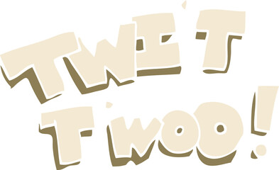 flat color illustration of a cartoon twit two owl call text
