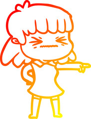 warm gradient line drawing cartoon woman