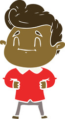 happy flat color style cartoon man