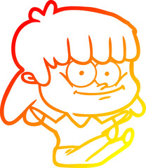 warm gradient line drawing cartoon smiling woman