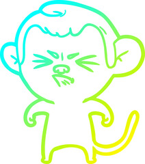 cold gradient line drawing cartoon annoyed monkey