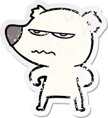 distressed sticker of a angry bear polar cartoon