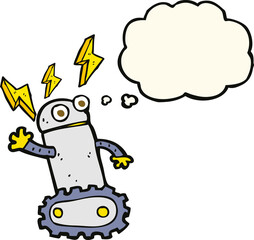 cartoon robot with thought bubble