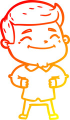 warm gradient line drawing happy cartoon man