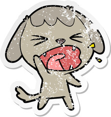distressed sticker of a cute cartoon dog barking
