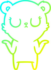 cold gradient line drawing peaceful cartoon bear shrugging