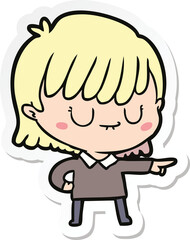 sticker of a cartoon woman