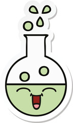 sticker of a cute cartoon test tube