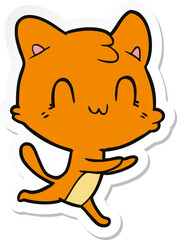 sticker of a cartoon happy cat