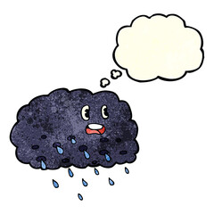 cartoon rain cloud with thought bubble