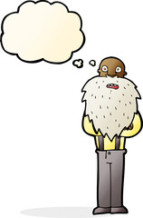 cartoon bearded old man with thought bubble
