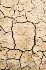 Top view of dry soil with cracks and fissures, climate change or global warming concept background, natural backdrop